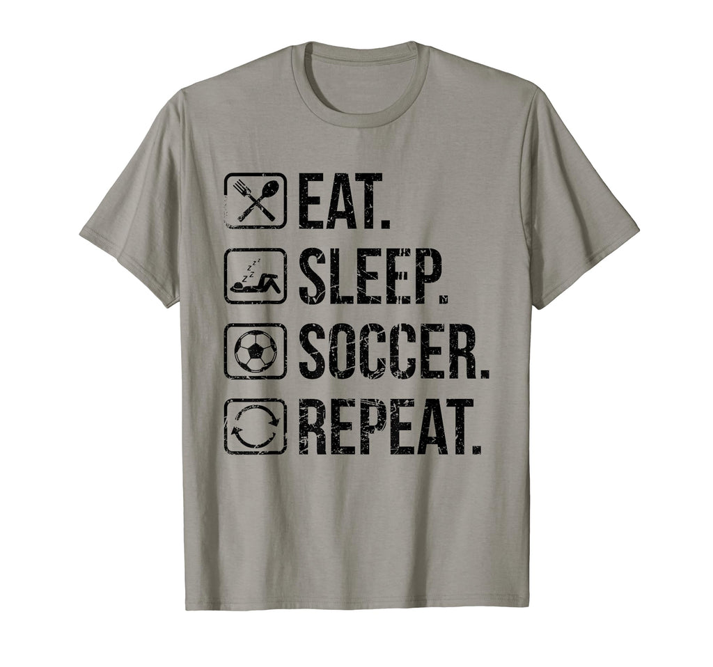 Eat Sleep Soccer Repeat Distressed T-Shirt - Graphic Print for Adults