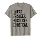 Eat Sleep Soccer Repeat Distressed T-Shirt - Graphic Print for Adults