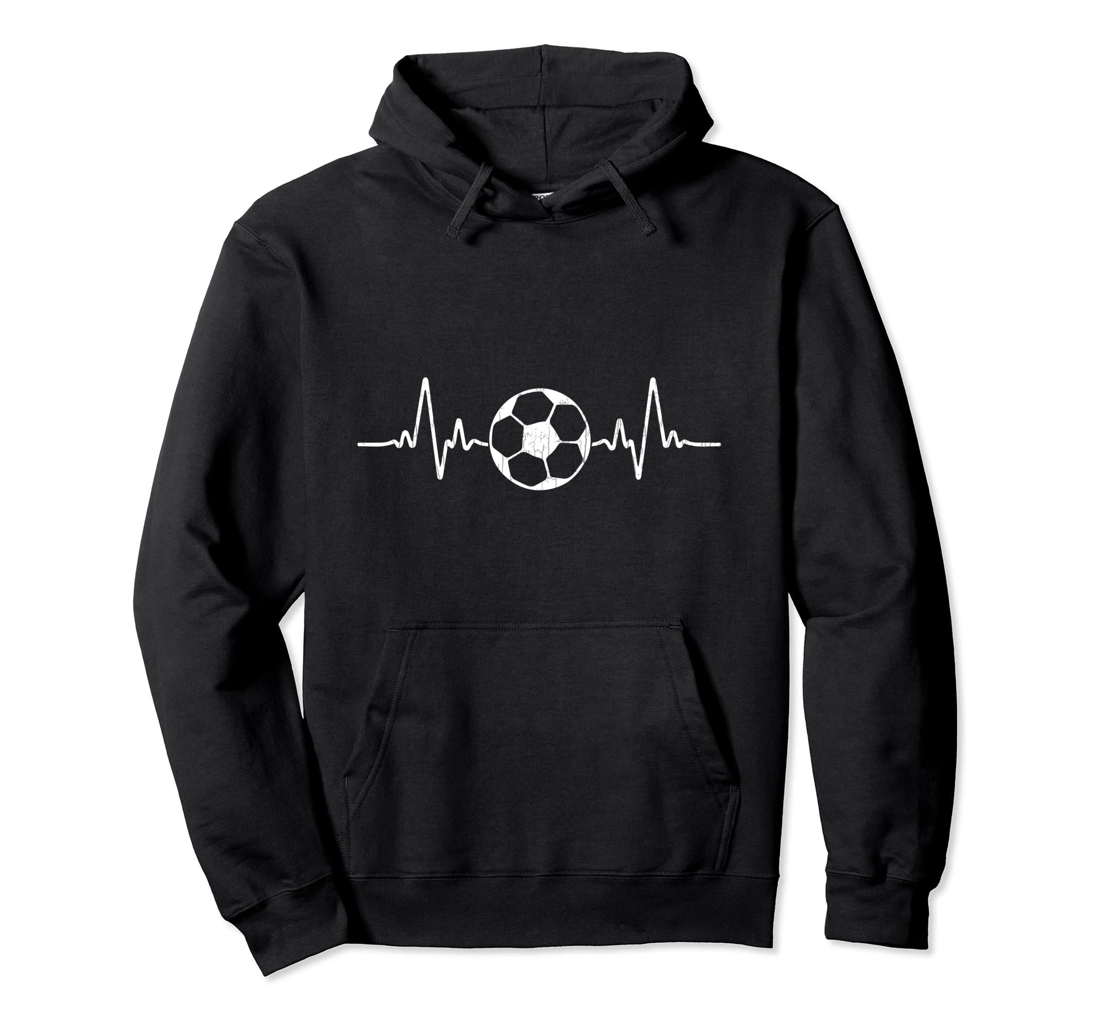 Soccer Heartbeat Funny Player Coach Sports Hoodie - Graphic Print Unisex