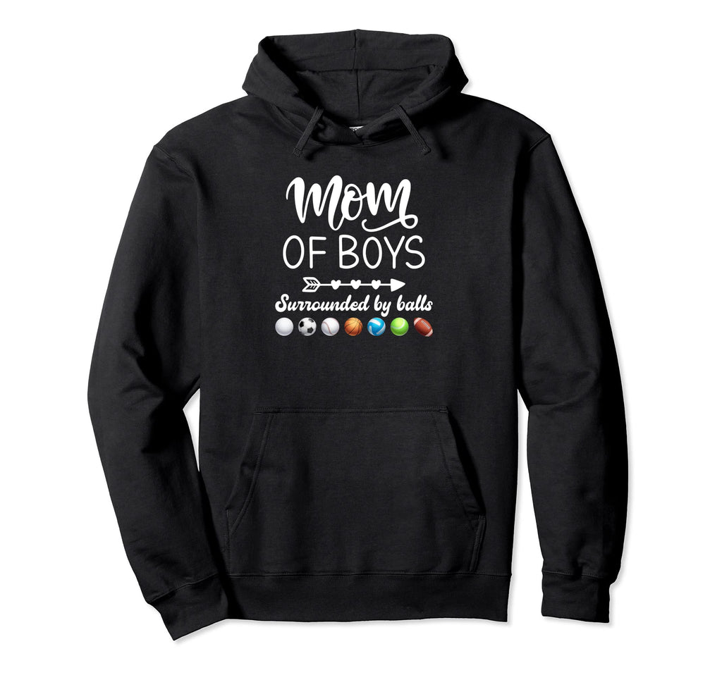 Mom Surrounded Balls Soccer Basketball Hoodie - Unique Graphic Unisex