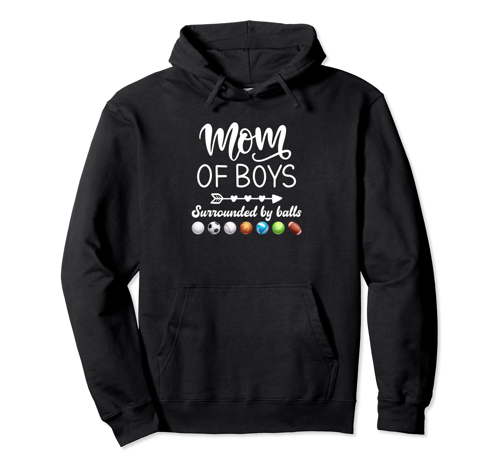 Mom Surrounded Balls Soccer Basketball Hoodie - Unique Graphic Unisex