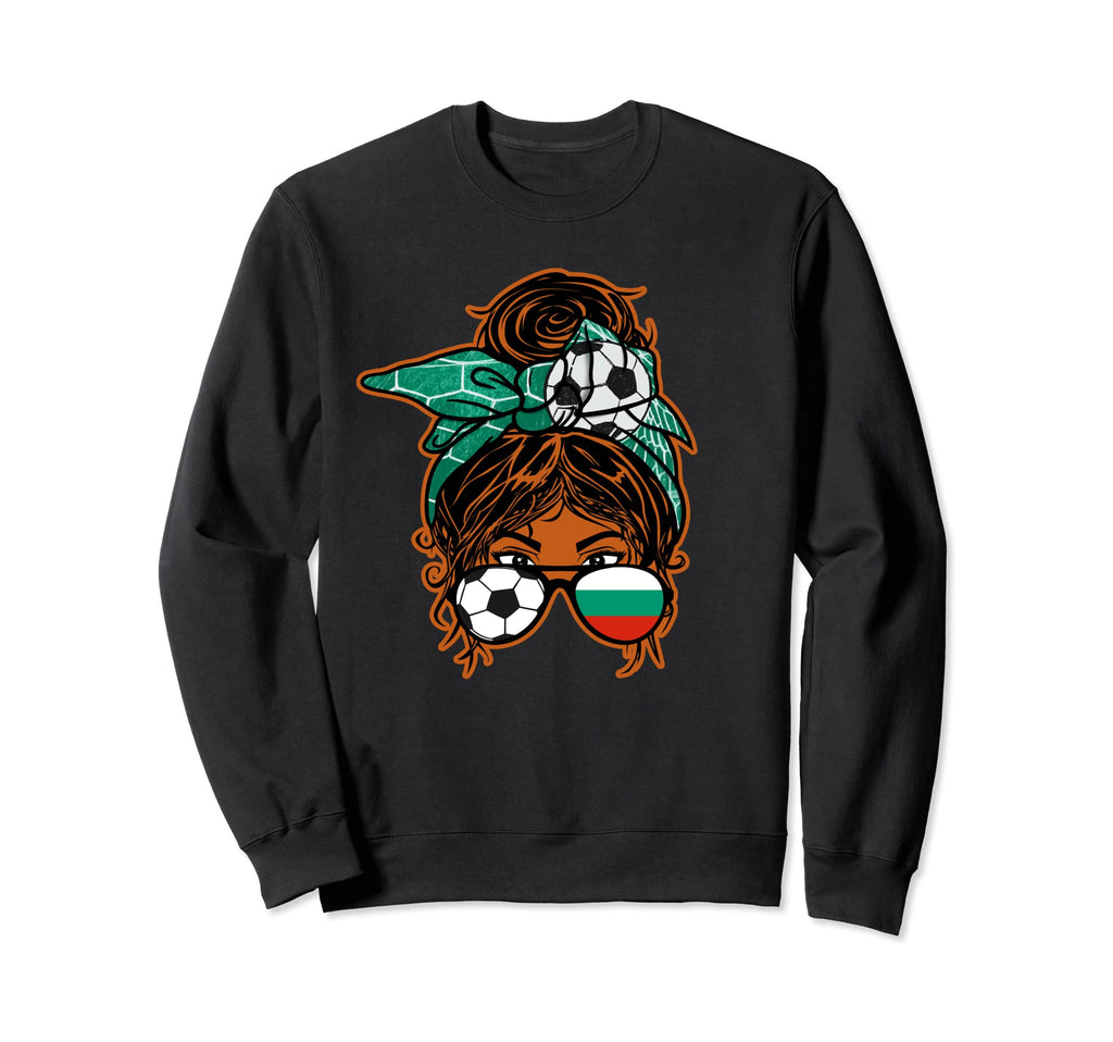 Messy Bun Hair Brown Skin Soccer Sweatshirt - Graphic Print Unisex
