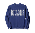 Bulldogs Mascot Distressed School Sweatshirt - Novelty Apparel for Adults