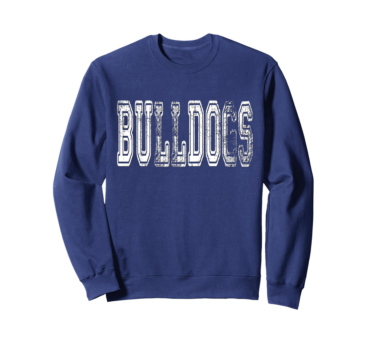 Bulldogs Mascot Distressed School Sweatshirt - Novelty Apparel for Adults