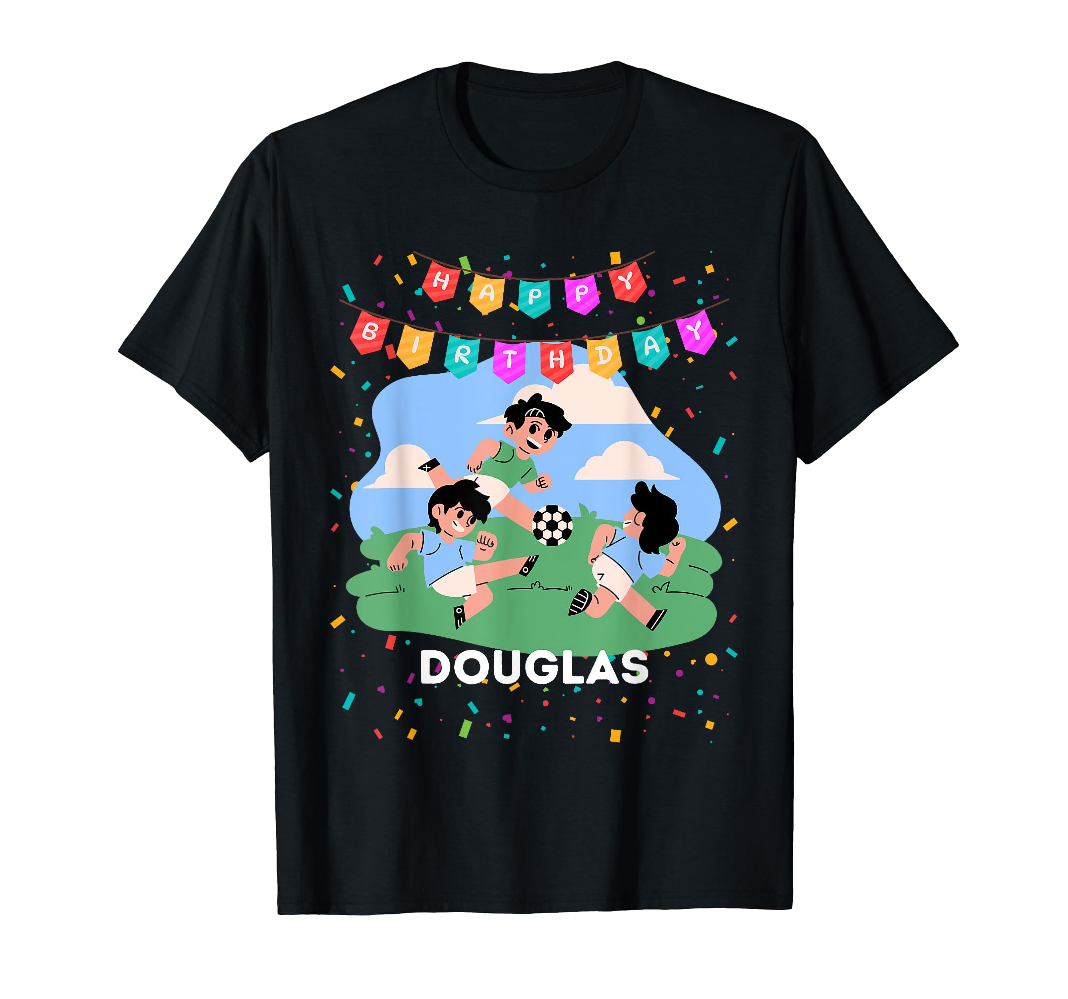 Birthday Douglas Soccer Theme Party T T-Shirt - Trendy Graphic Unisex