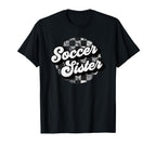 Soccer Sister Checkered Funny Here Snacks T-Shirt - Trendy Graphic Unisex