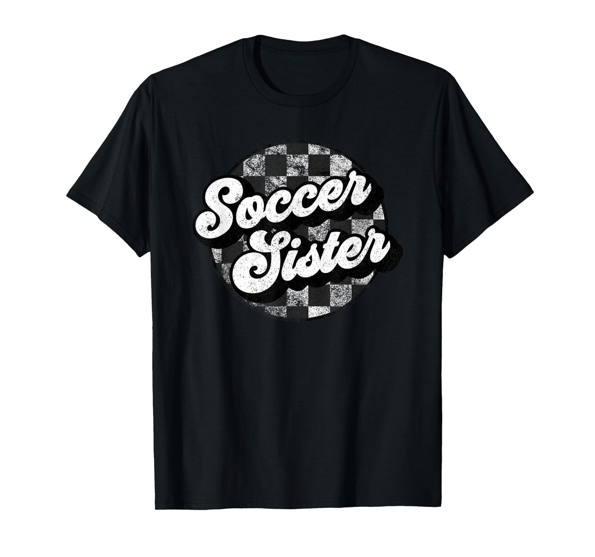 Soccer Sister Checkered Funny Here Snacks T-Shirt - Trendy Graphic Unisex
