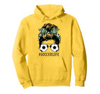 Momlife Kidlife Messy Bun Soccer Mom Hoodie - Novelty Apparel for Adults