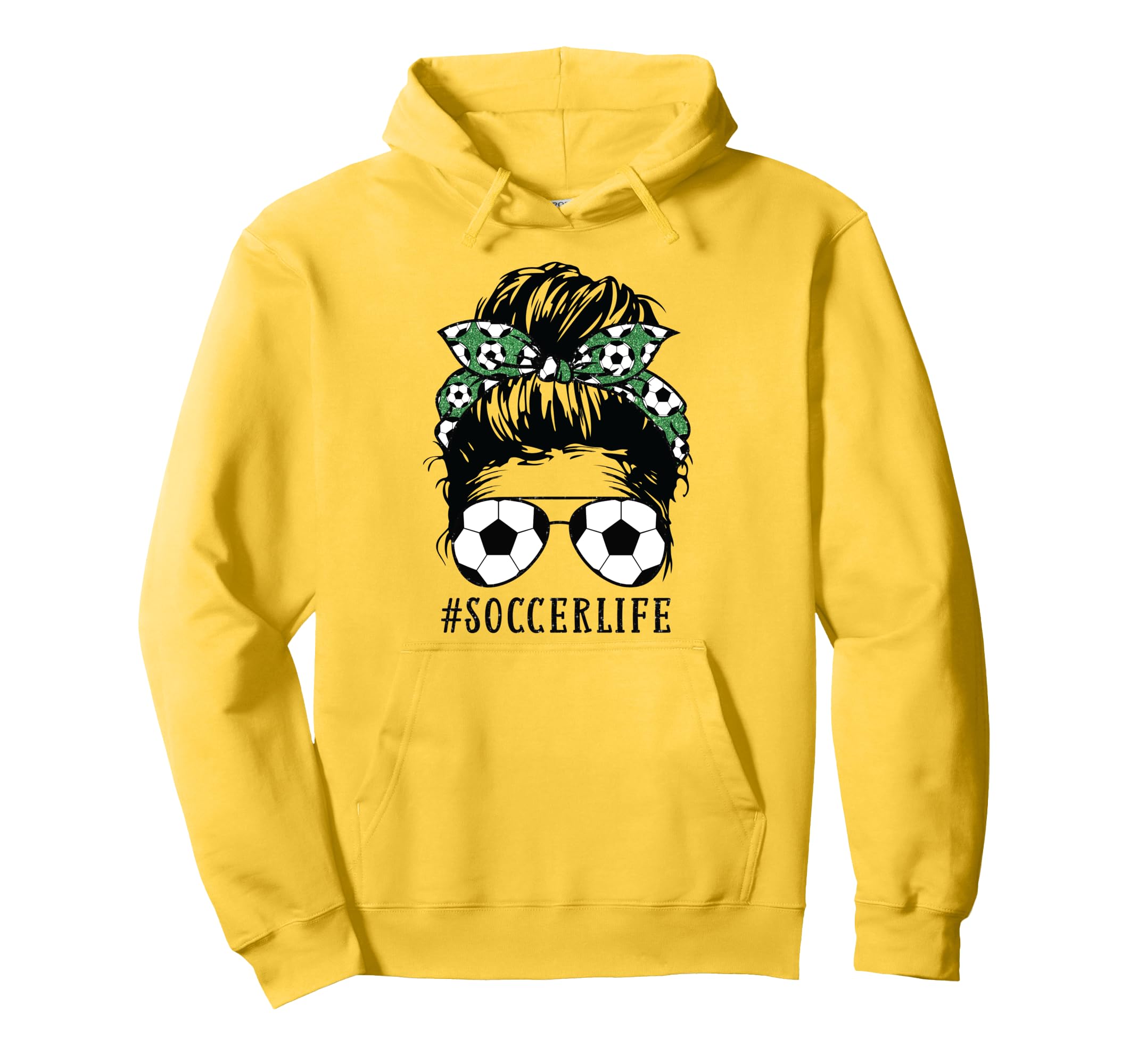 Momlife Kidlife Messy Bun Soccer Mom Hoodie - Novelty Apparel for Adults