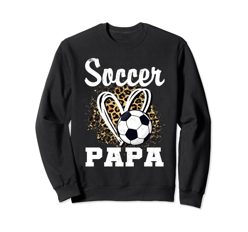 Soccer Papa Leopard Heart Matching Sweatshirt - Unique Graphic Men Women