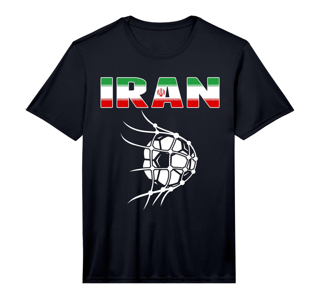 Iran Soccer Ball Net Goal T-Shirt - Casual Everyday Wear for Adults