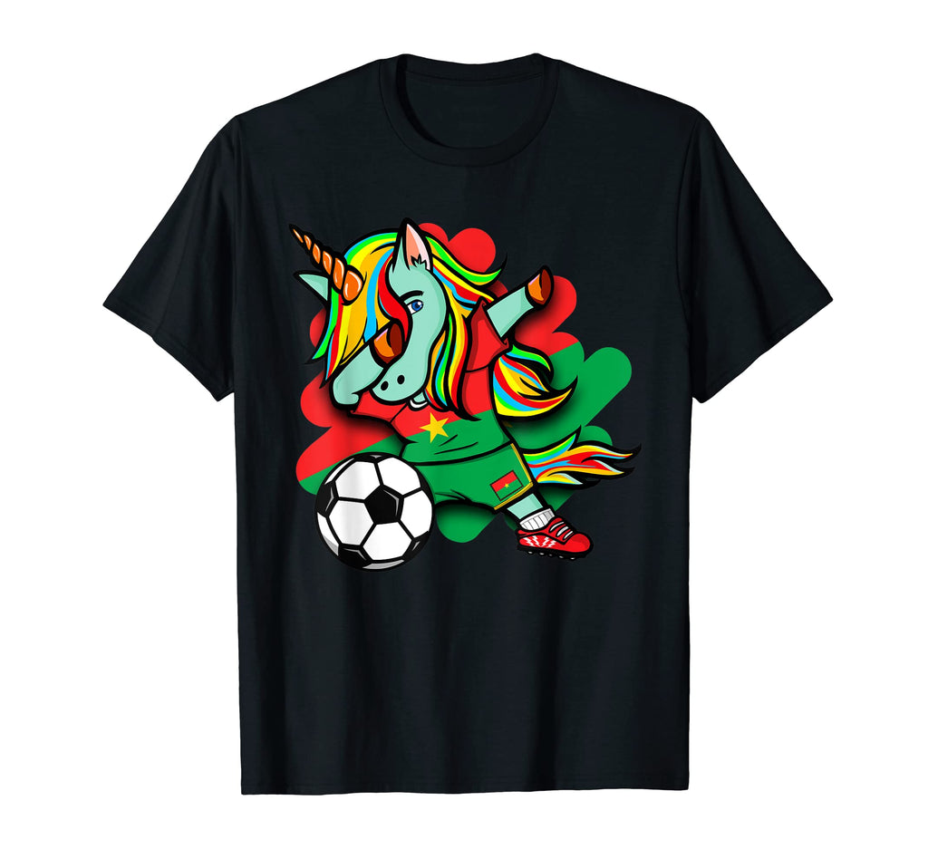 Dabbing Unicorn Burkina Faso Soccer T-Shirt - Graphic Print Men Women