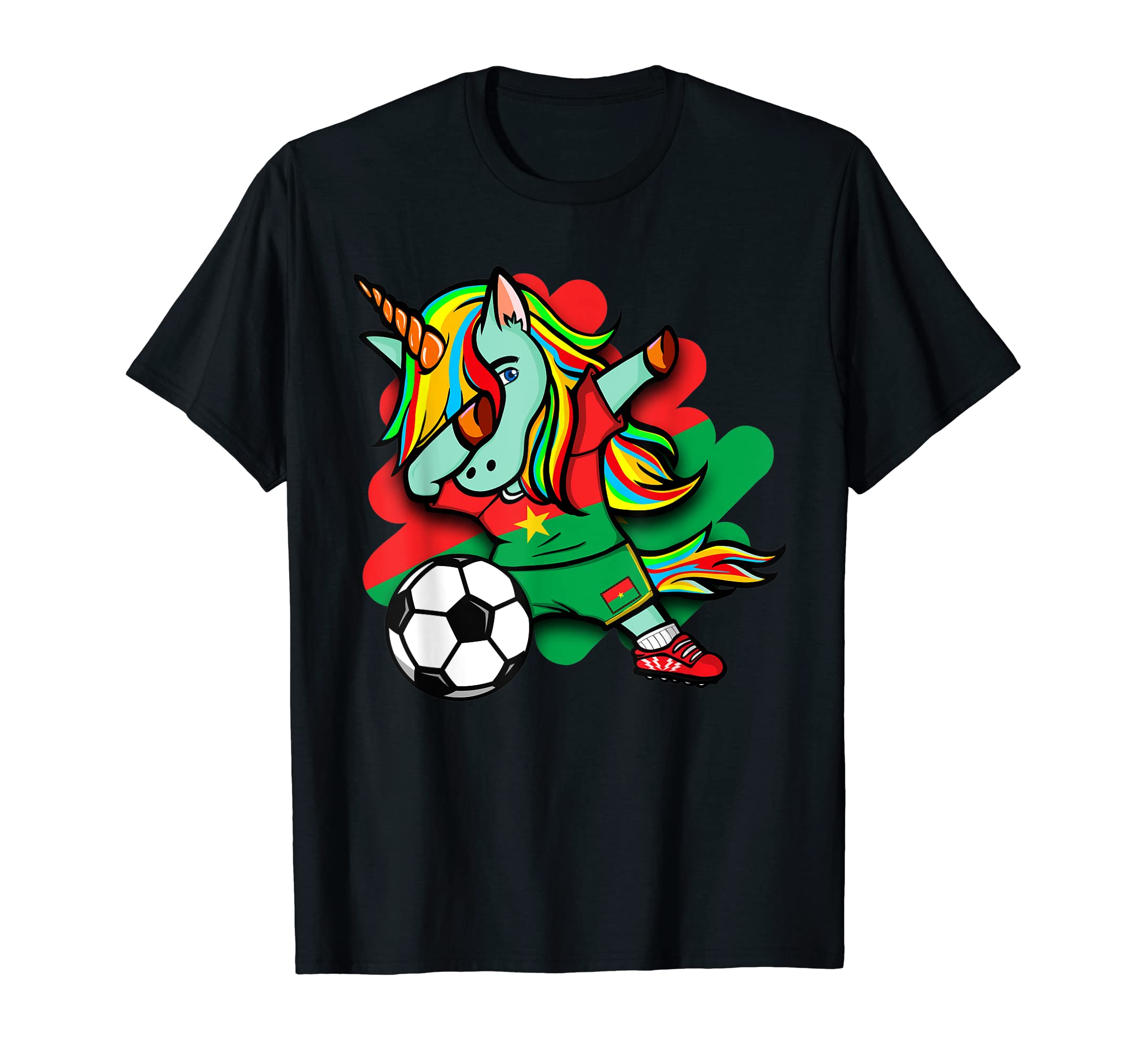 Dabbing Unicorn Burkina Faso Soccer T-Shirt - Graphic Print Men Women