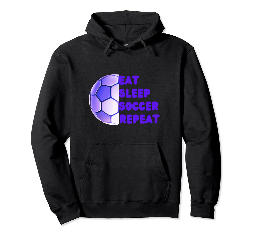 Eat Sleep Soccer Repeat Purple Hoodie - Fun Novelty Design Men Women