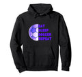 Eat Sleep Soccer Repeat Purple Hoodie - Fun Novelty Design Men Women
