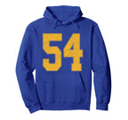 Number 54 Numbered Uniform Sports Team Hoodie - Graphic Print Unisex