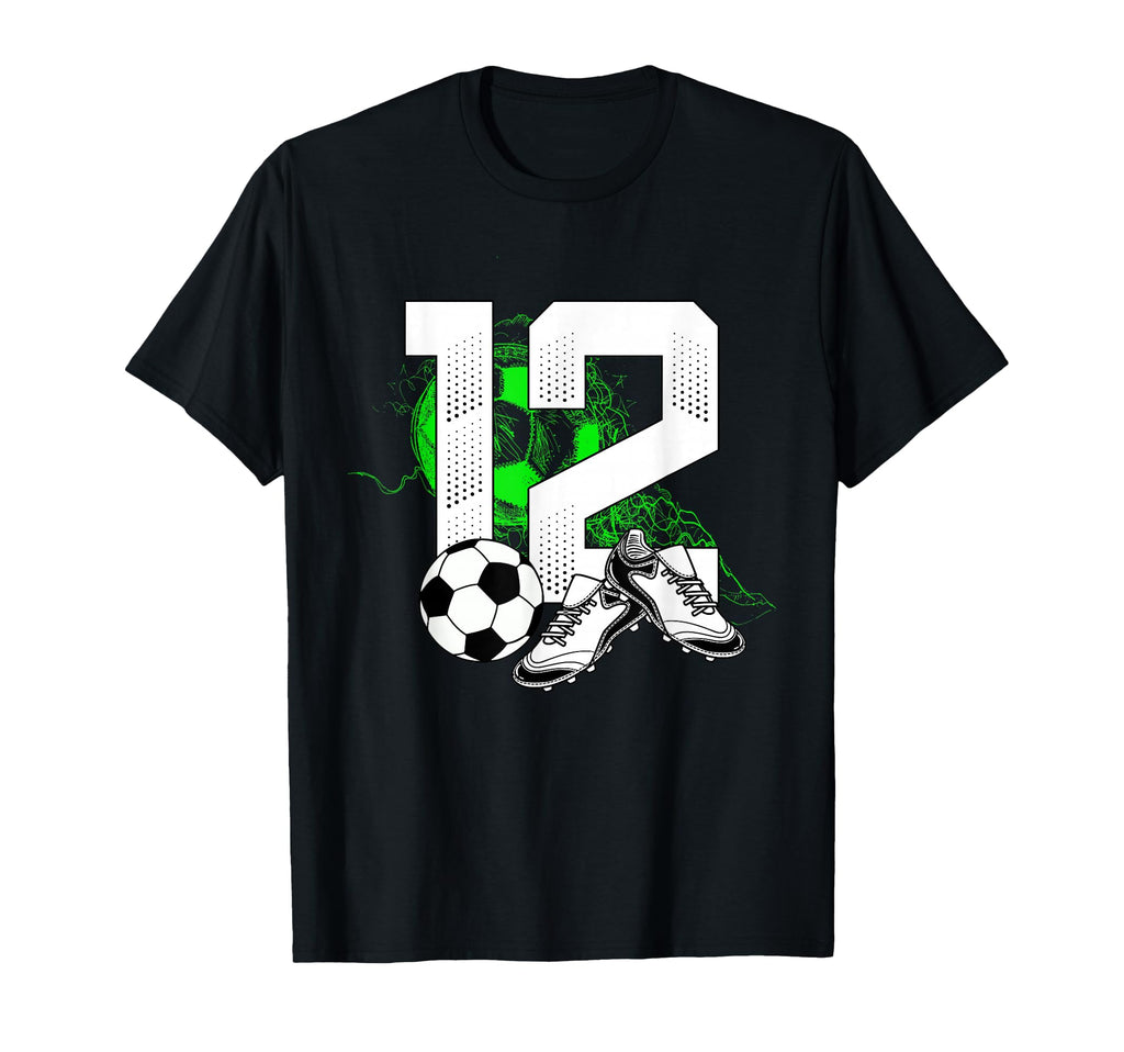 12Th Birthday Soccer Player Football 12 T-Shirt - Novelty Apparel Unisex