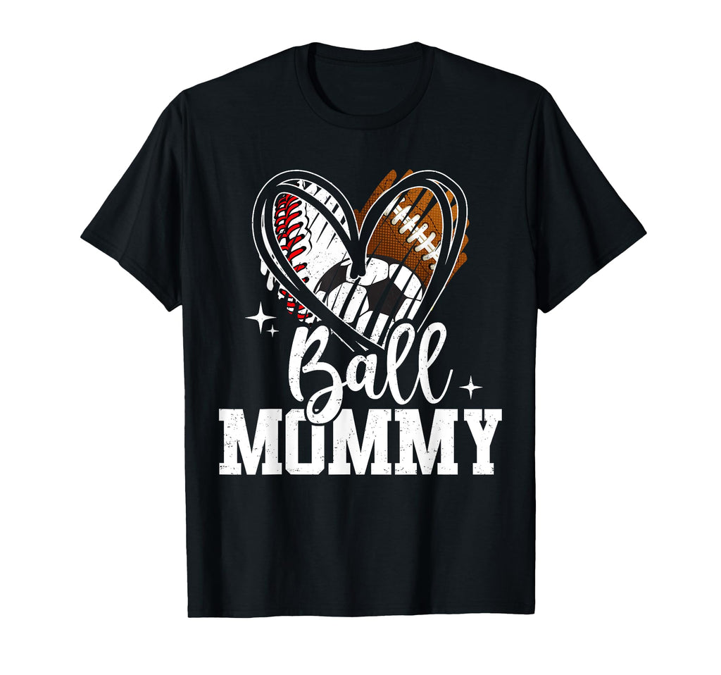 Ball Mommy Baseball Football Soccer T-Shirt - Minimalist Print for Adults