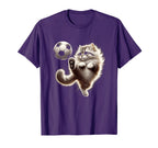 Funny Cat Soccer Ball Cat Playing Soccer T-Shirt - Graphic Print Unisex