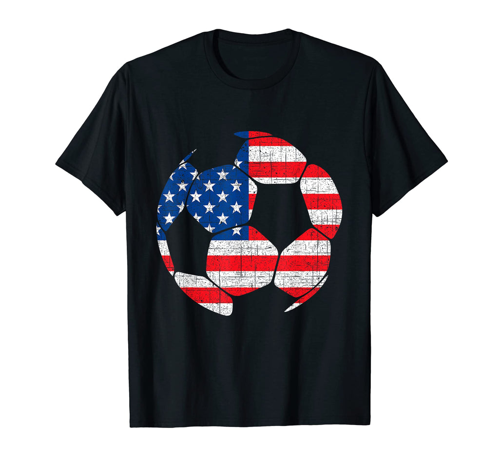 Distressed American Flag Soccer T-Shirt - Custom Art Print for Adults