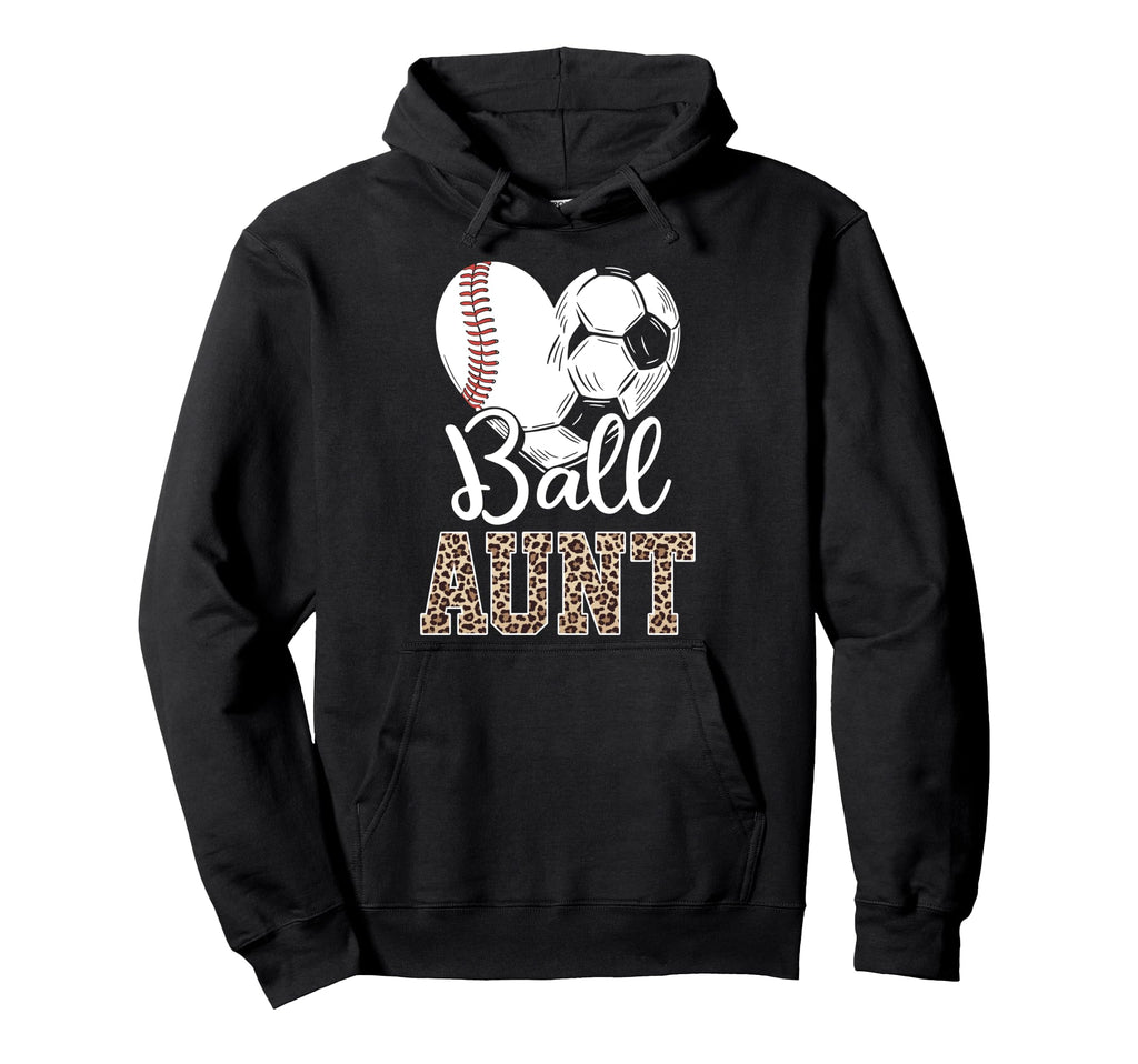 Ball Aunt Heart Baseball Soccer Aunt Hoodie - Trendy Graphic for Adults