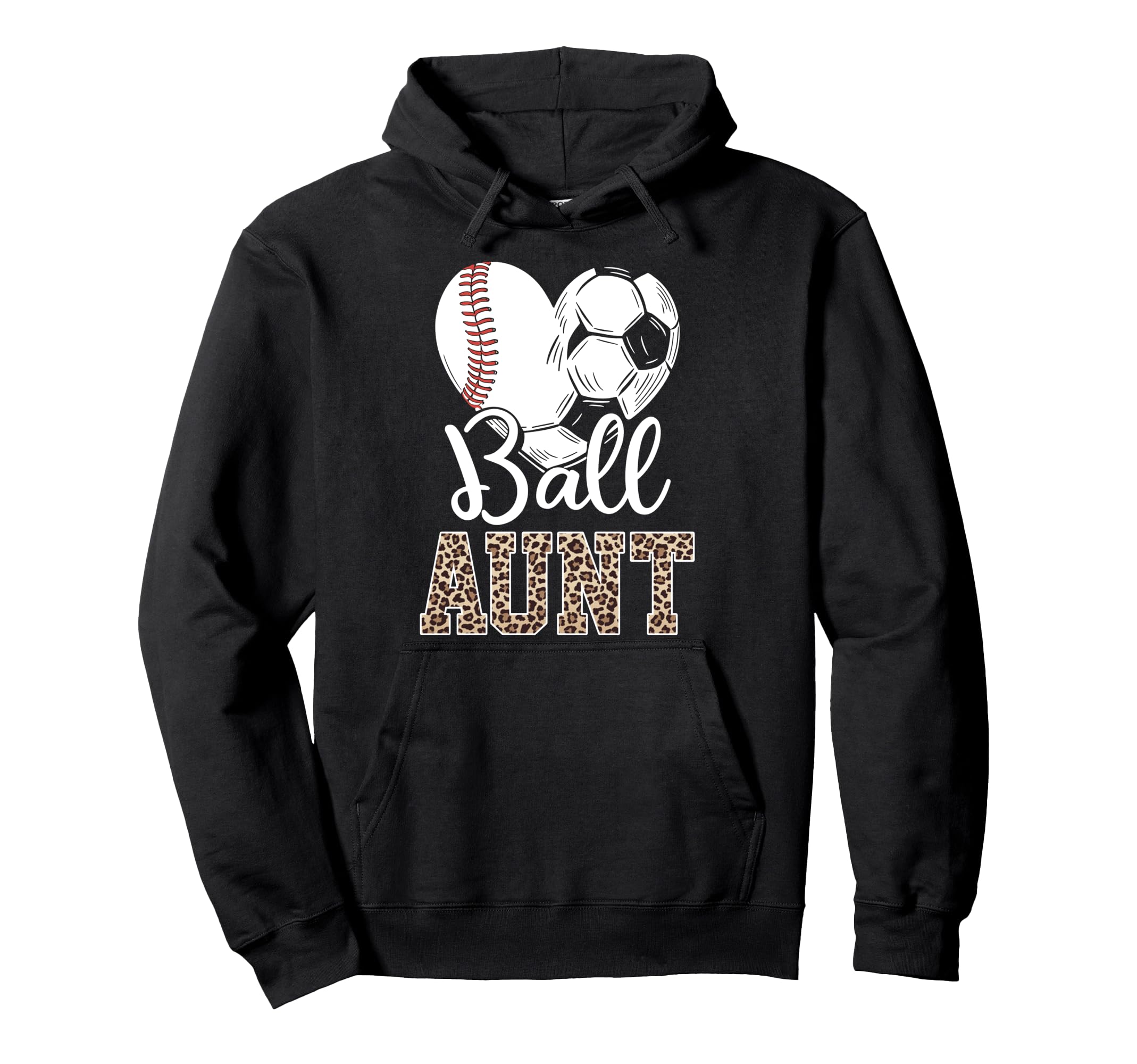 Ball Aunt Heart Baseball Soccer Aunt Hoodie - Trendy Graphic for Adults