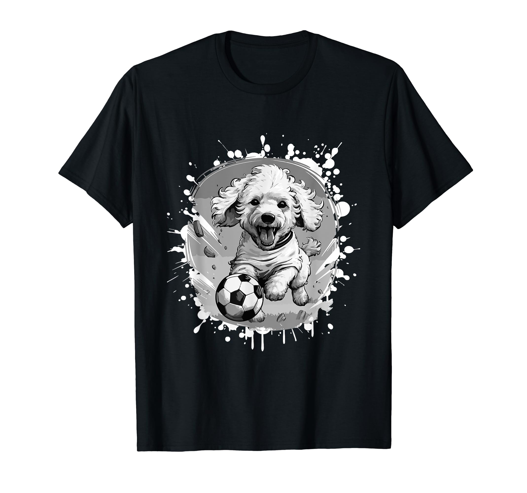 Poodle Dog Playing Soccer Team Sports T-Shirt - Minimalist Print Unisex
