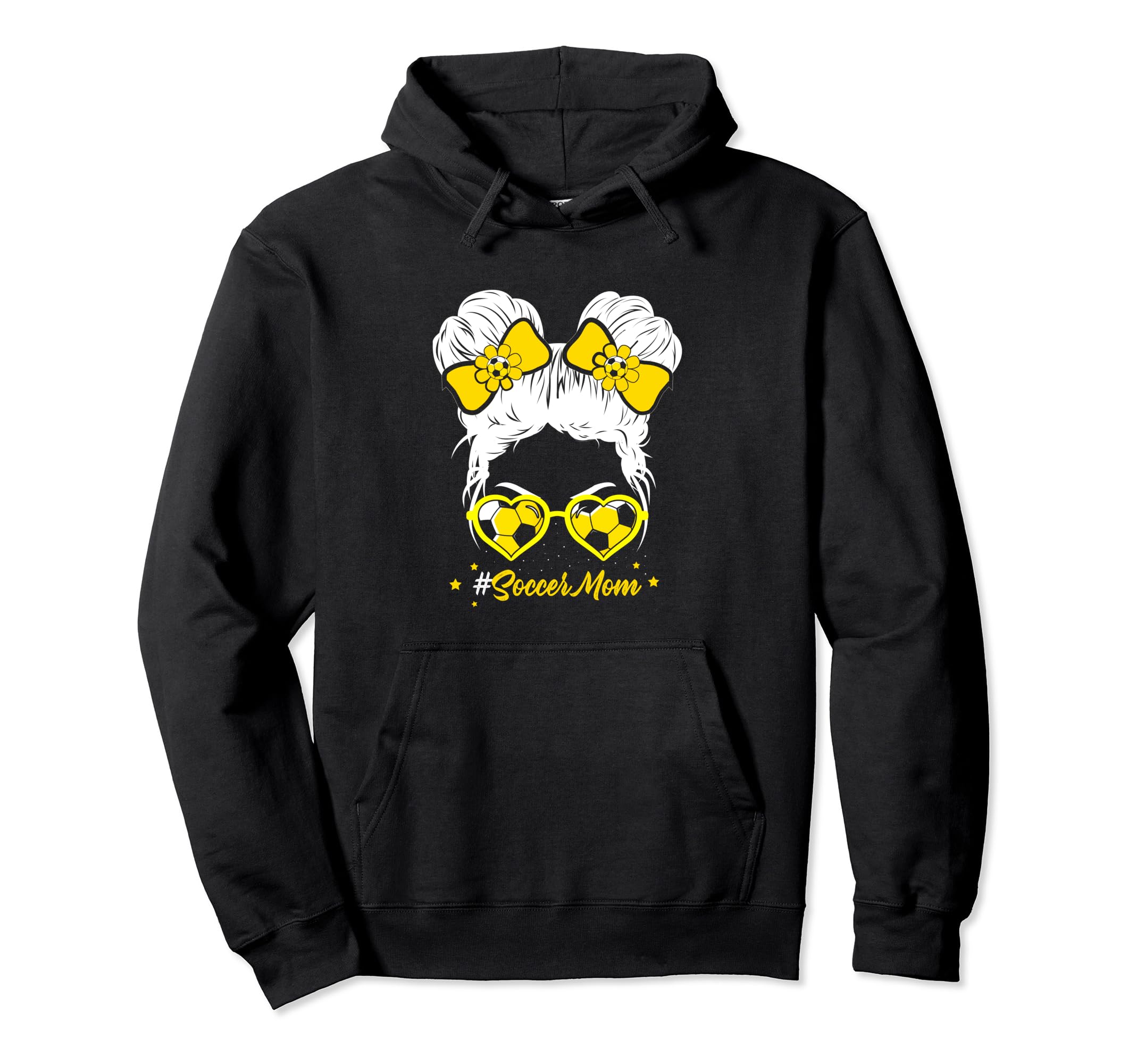 Soccer Mom Messy Bun Hair Soccer Football Hoodie - Unique Graphic Unisex