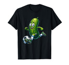 Playful Soccer Pickle Cartoon Goal T-Shirt - Unique Graphic Men Women
