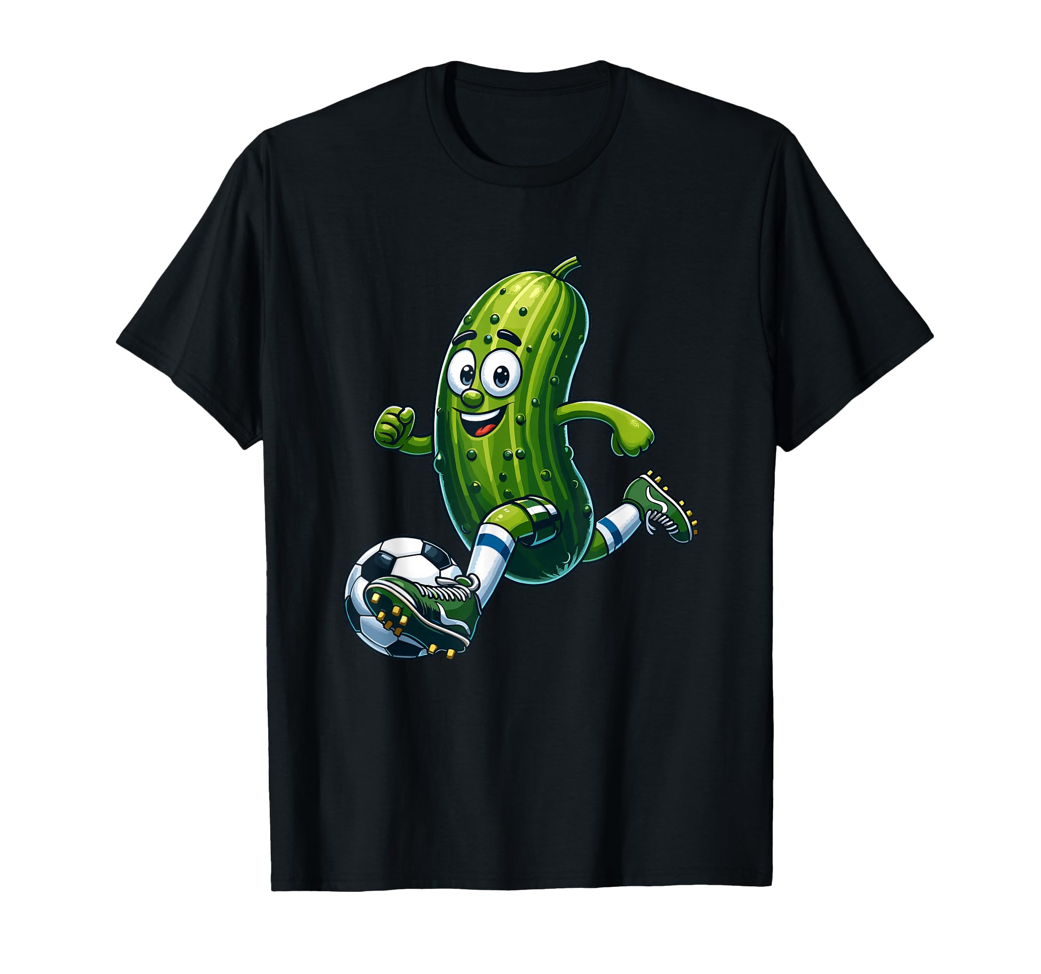 Playful Soccer Pickle Cartoon Goal T-Shirt - Unique Graphic Men Women