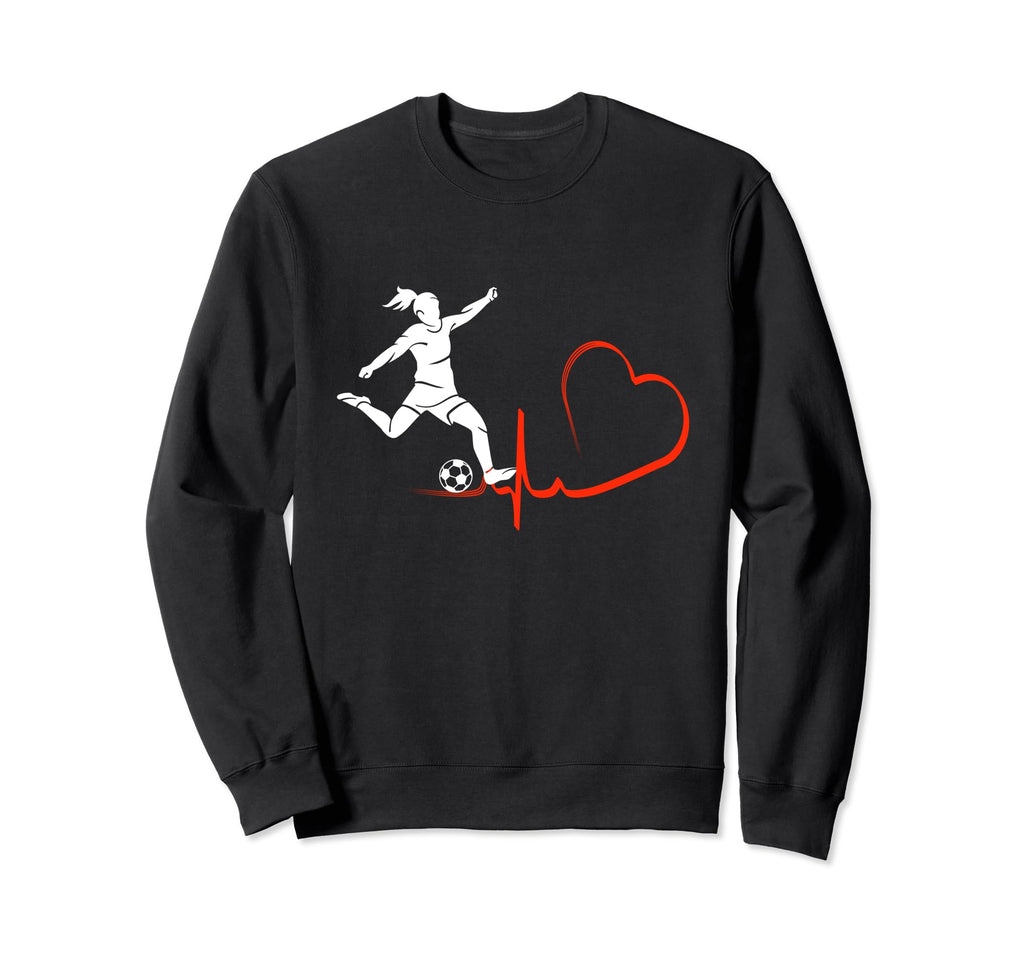 Soccer Football Heartbeat Funny Sweatshirt - Unique Graphic Men Women