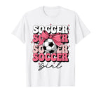 Groovy Soccer Coquette Bow Soccer T-Shirt - Unique Graphic Unisex
