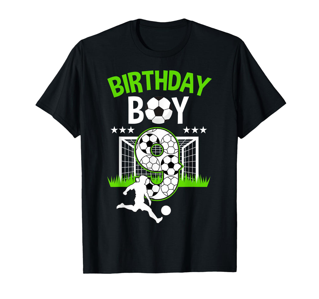 Birthday Soccer 9 Year Old Who Loves T-Shirt - Novelty Apparel for Adults