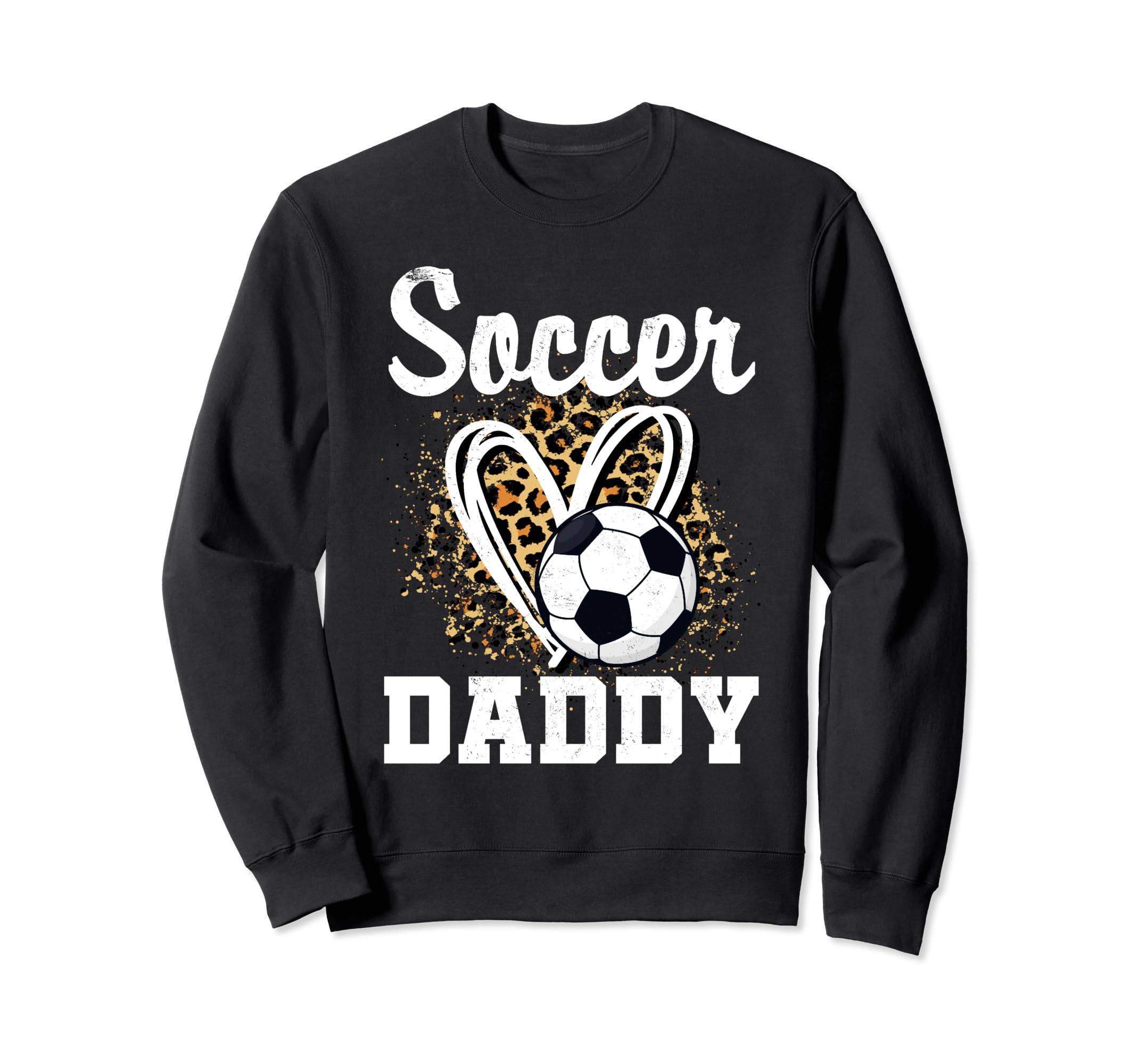 Soccer Daddy Leopard Heart Matching Sweatshirt - Unique Graphic for Adults