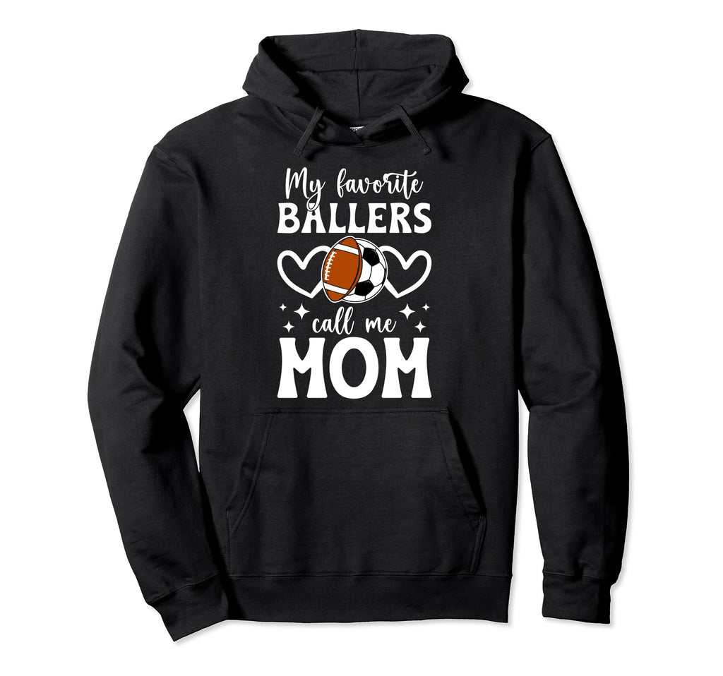 My Favorite Ballers Call Me Mom Football Hoodie - Minimalist Print Unisex