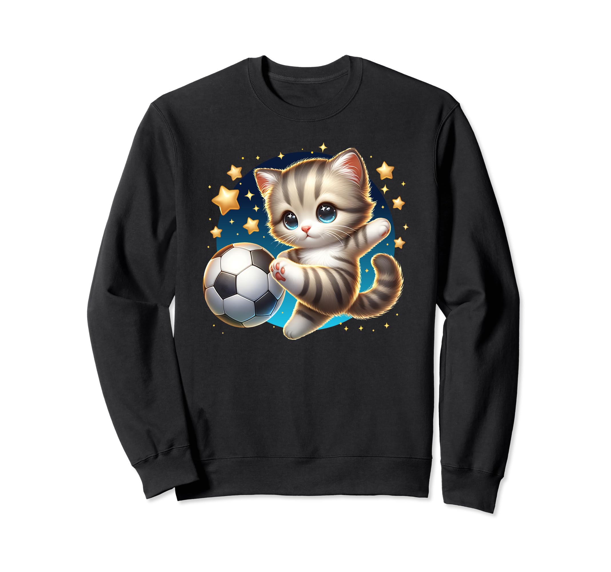 Soccer Player Cat Kitten Sweatshirt - Fun Novelty Design for Adults