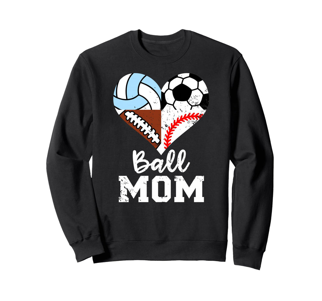Ball Mom Funny Soccer Football Sweatshirt - Unique Graphic for Adults