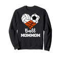 Ball Mommom Heart Funny Volleyball Sweatshirt - Graphic Print for Adults