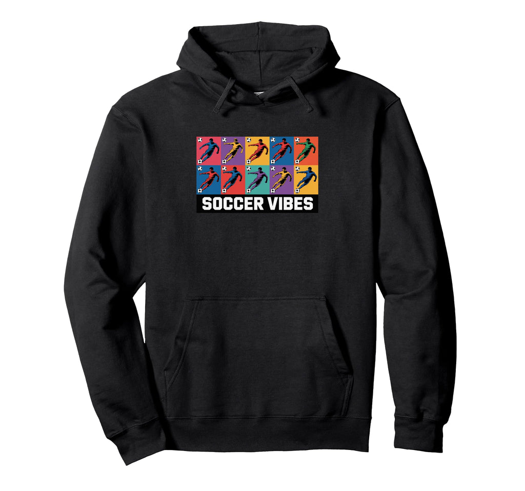 Soccer Vibes Colorful Action Packed Soccer Hoodie - Novelty Apparel Unisex