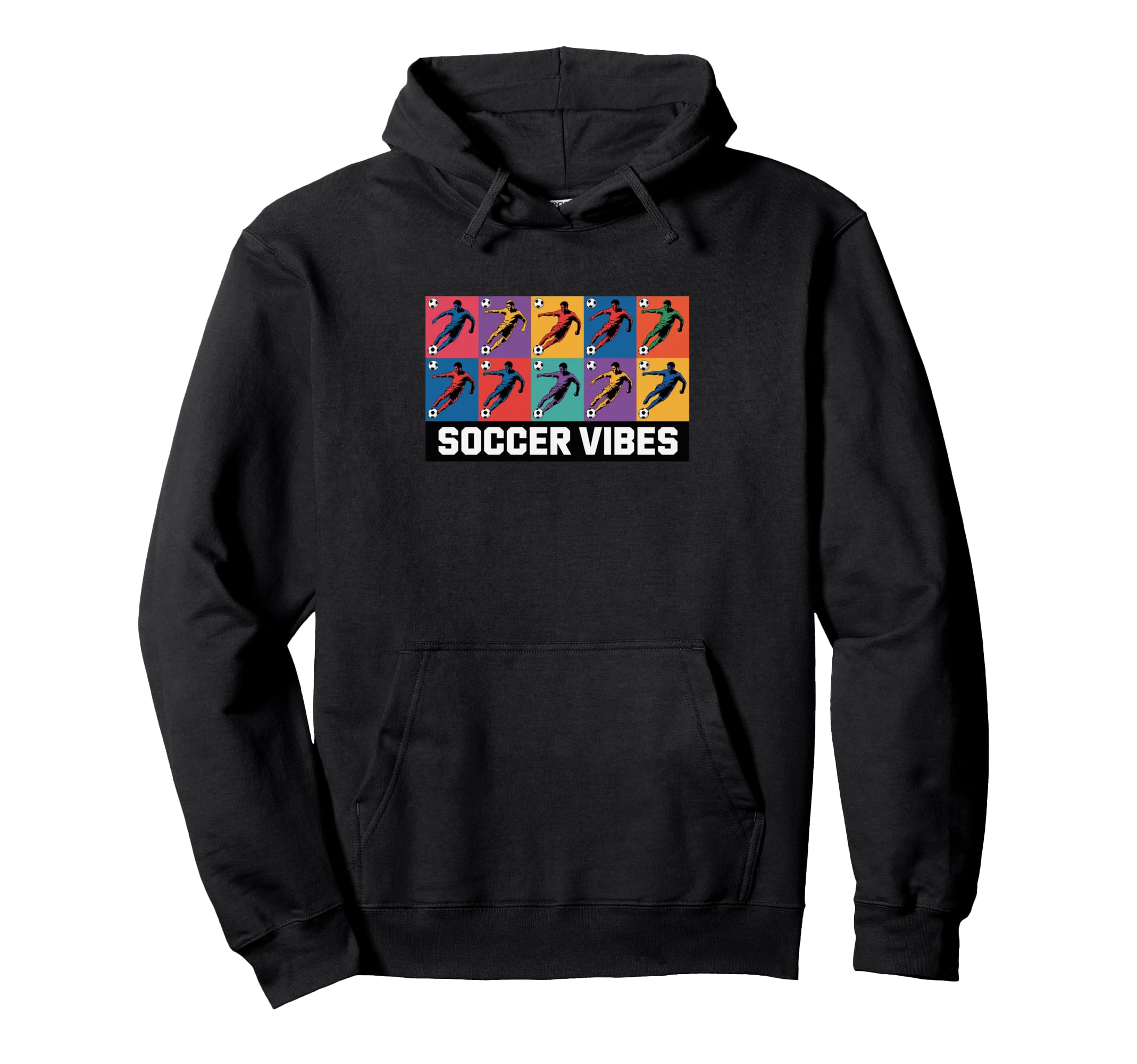 Soccer Vibes Colorful Action Packed Soccer Hoodie - Novelty Apparel Unisex