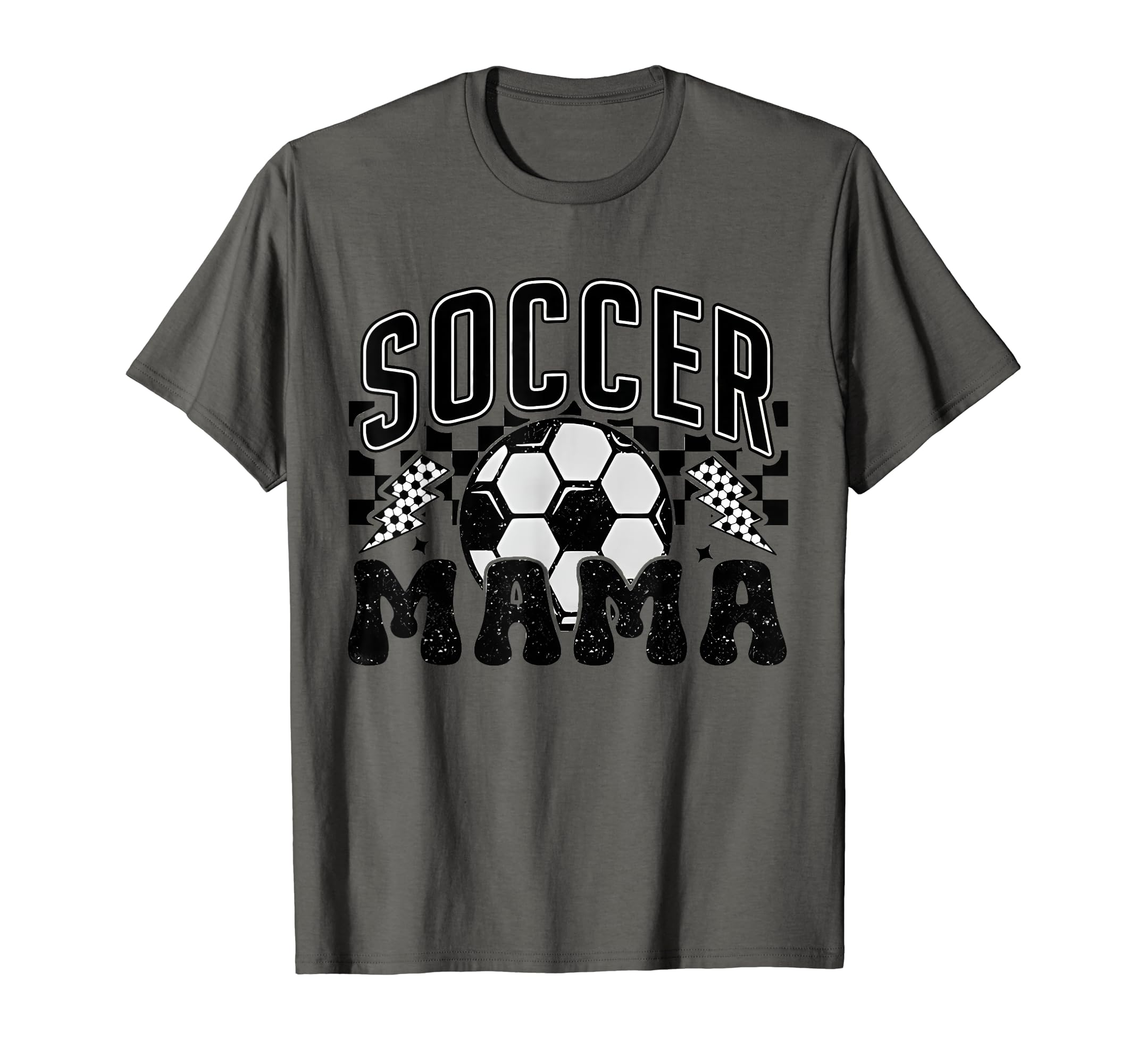 Checkered Soccer Mama Soccer Mom Soccer T-Shirt - Trendy Graphic Men Women