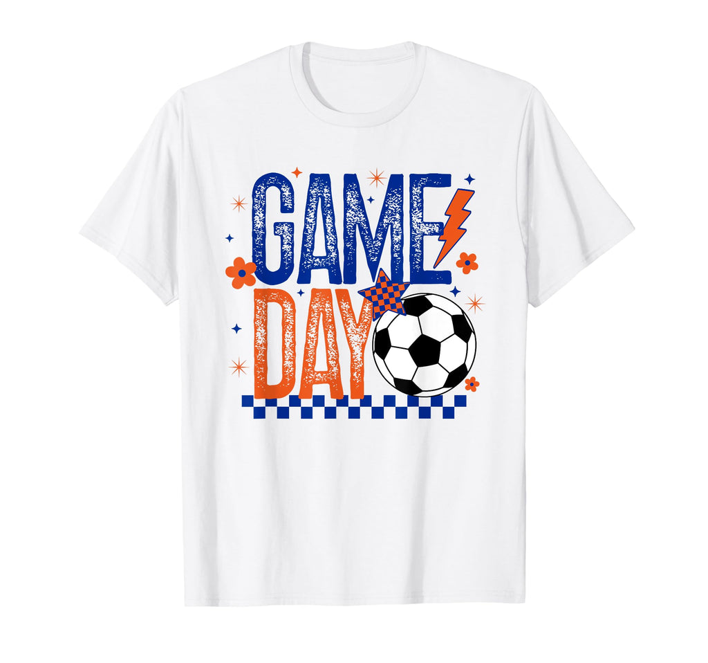 Game Day Soccer Season Blue Orange T-Shirt - Aesthetic Graphic for Adults