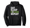Eat Sleep Soccer Repet Goalie Player Hoodie - Minimalist Print for Adults