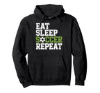 Eat Sleep Soccer Repet Goalie Player Hoodie - Minimalist Print for Adults