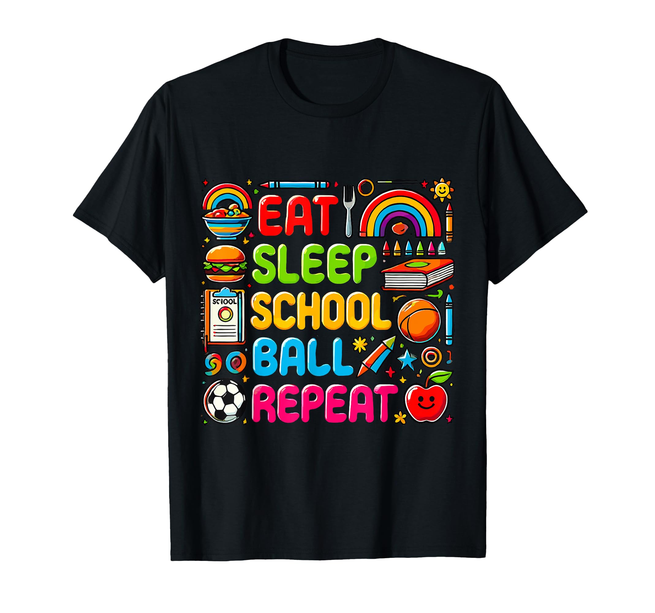 Eat Sleep School Ball Repeat Sports T-Shirt - Minimalist Print Men Women