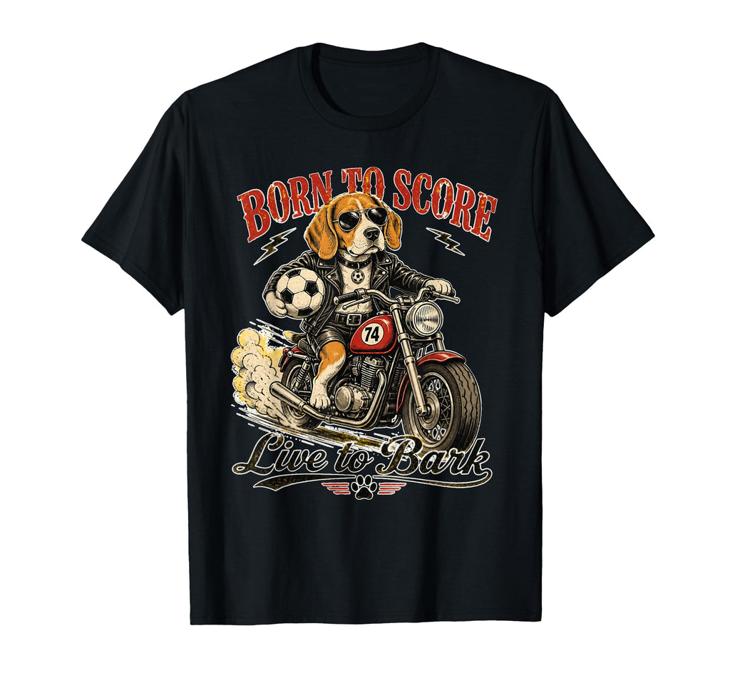 Beagle Motorbike Love Footbal Soccer T-Shirt - Graphic Print Men Women