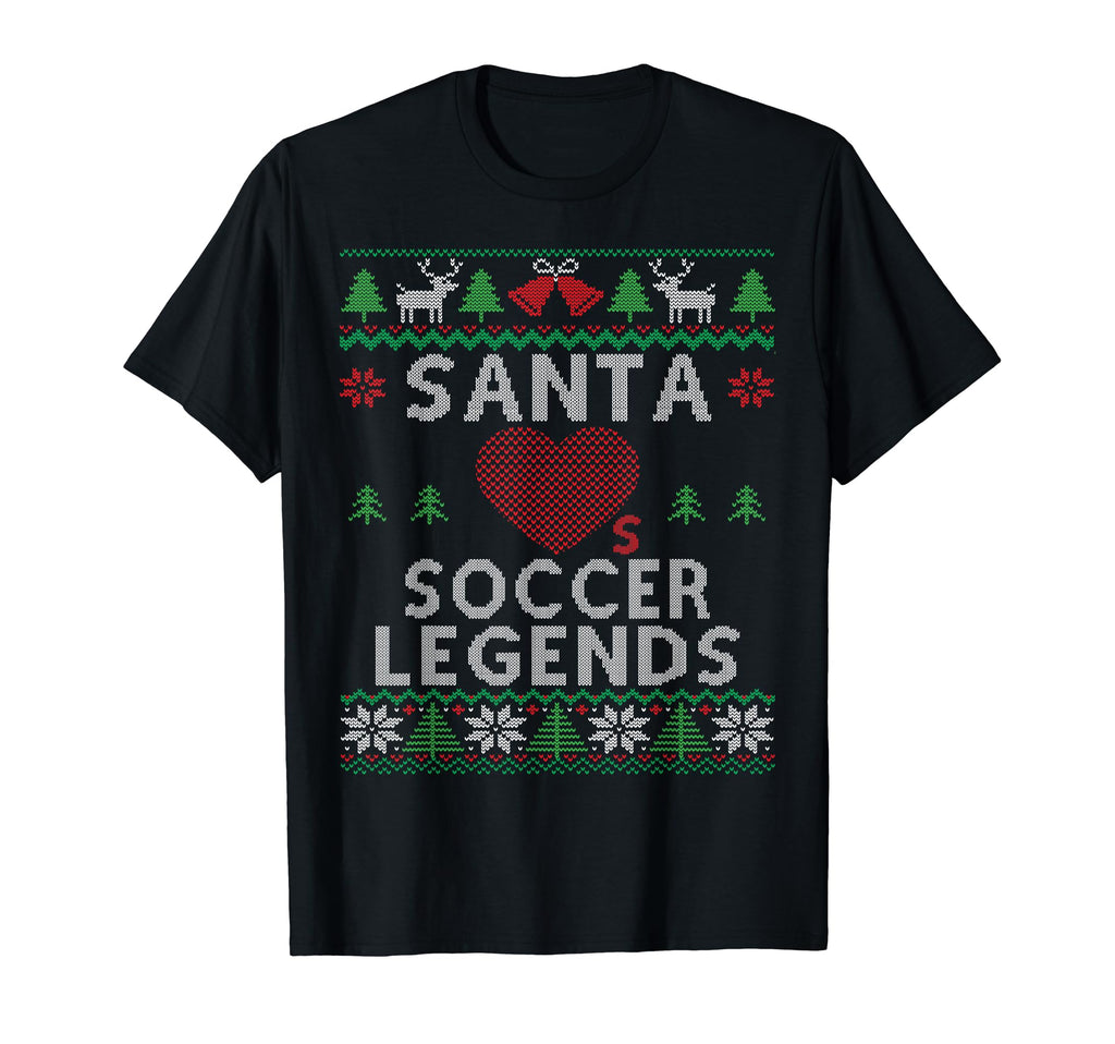 Santa Loves Soccer Legends Funny Ugly T-Shirt - Unique Graphic Unisex