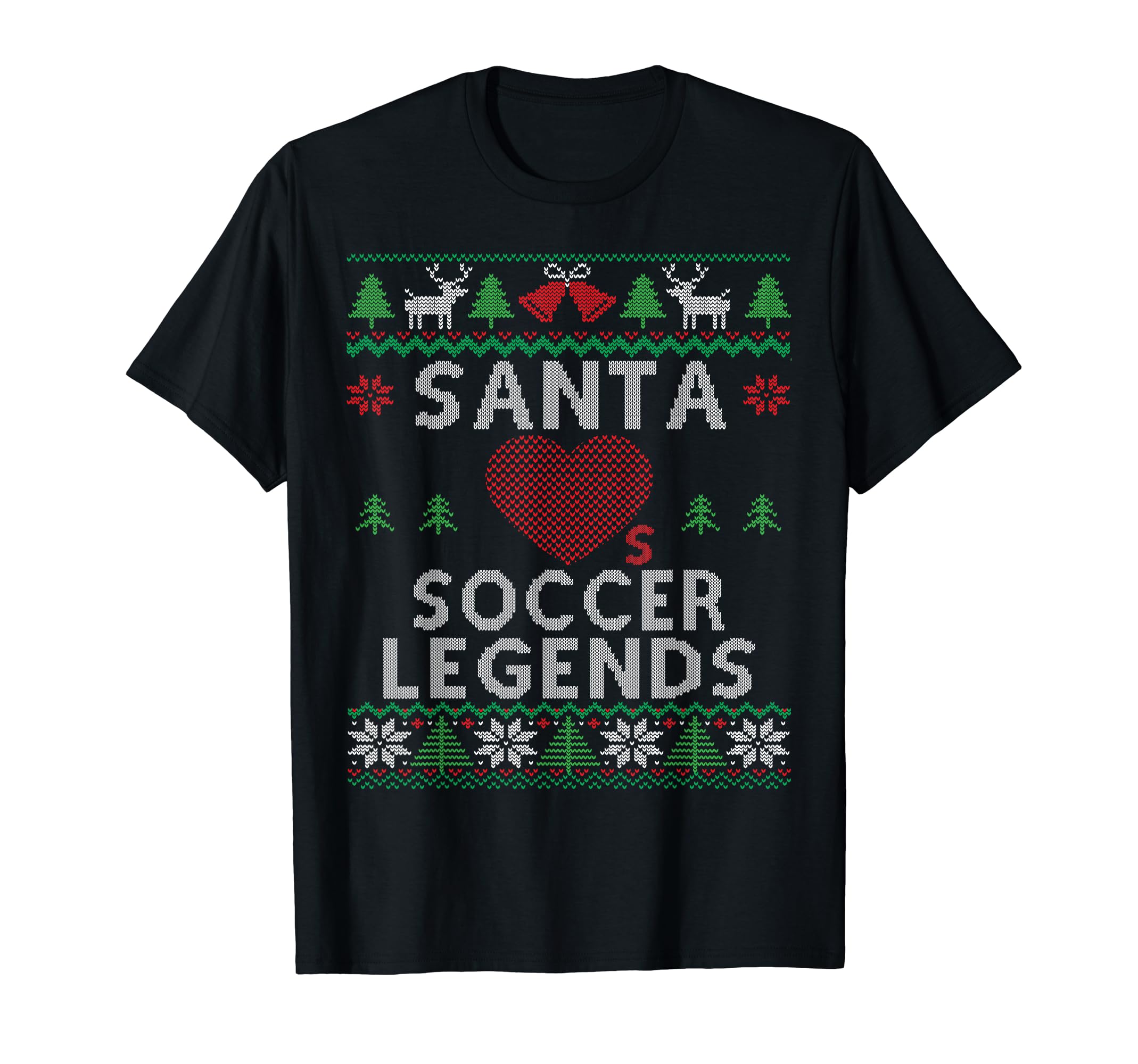 Santa Loves Soccer Legends Funny Ugly T-Shirt - Unique Graphic Unisex