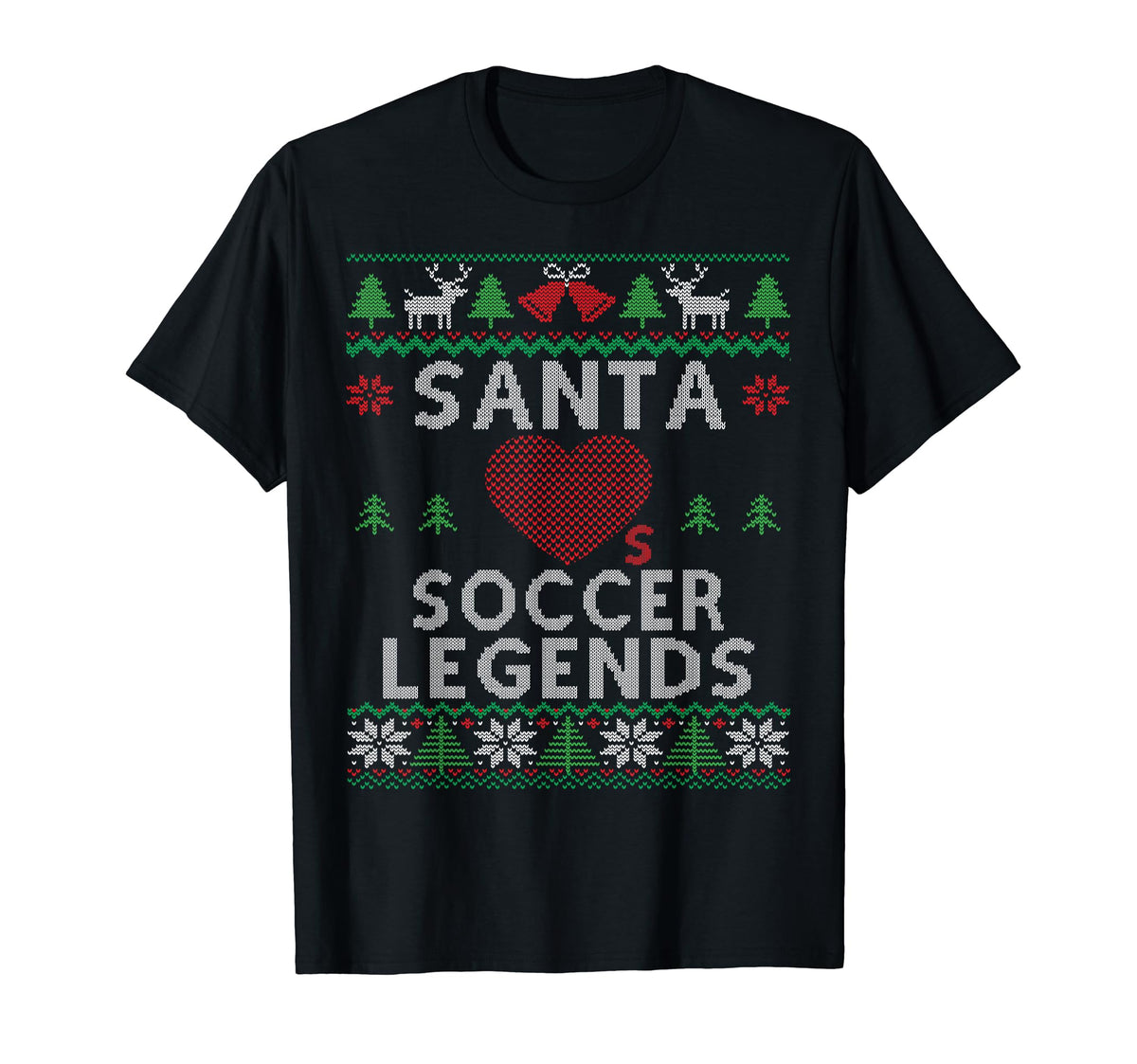 Santa Loves Soccer Legends Funny Ugly T-Shirt - Novelty Apparel Unisex