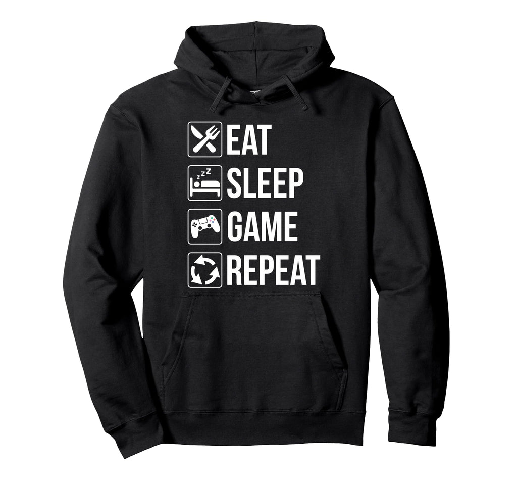 Funny Eat Sleep Game Repeat Gaming Hoodie - Streetwear Style for Adults